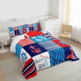 thumbnail image 3 of Feelyou Ocean Anchor Rudder Full Size Comforter Sets, Stripes Geometric Bedding Comforter Set, Cartoon Patchwork Plaid Bedding Sets, Microfiber Bedroom Decor, 3 Pieces, 3 of 8