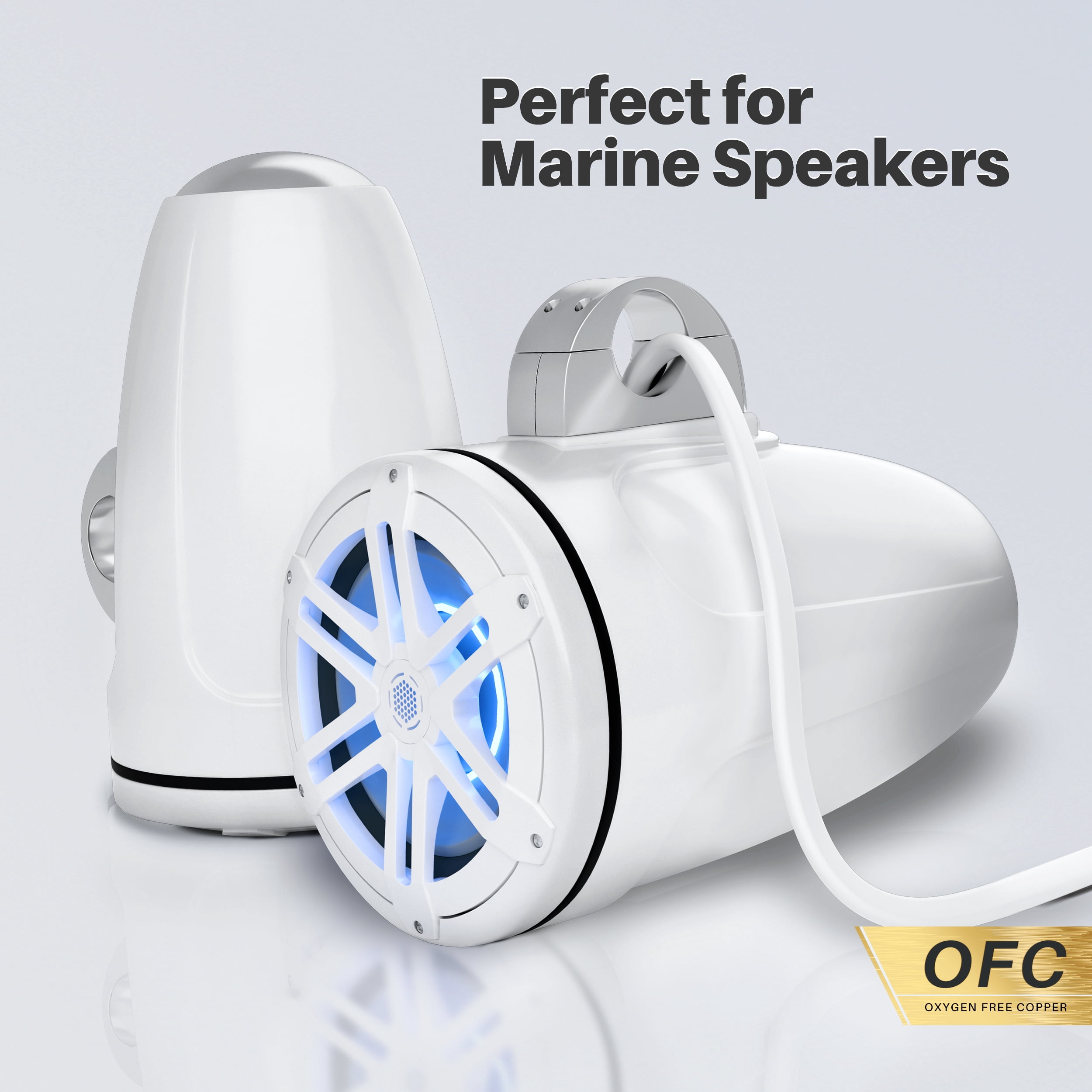 GearIT 12/2 Marine Wire (200 Feet) 12AWG Gauge - Tinned OFC Copper / Marine Grade Speaker Cable / Duplex / 2 Conductors - OFC Oxygen-Free Copper, White 200ft