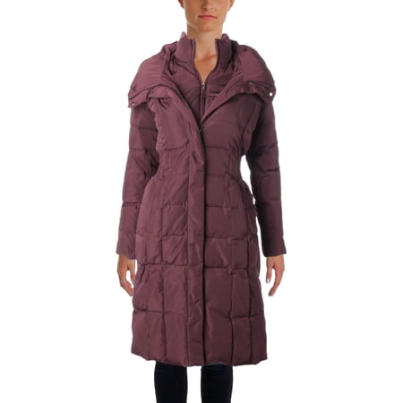 Cole Haan Women's Quilted Mid-Length Down Puffer Coat with Attached Hood