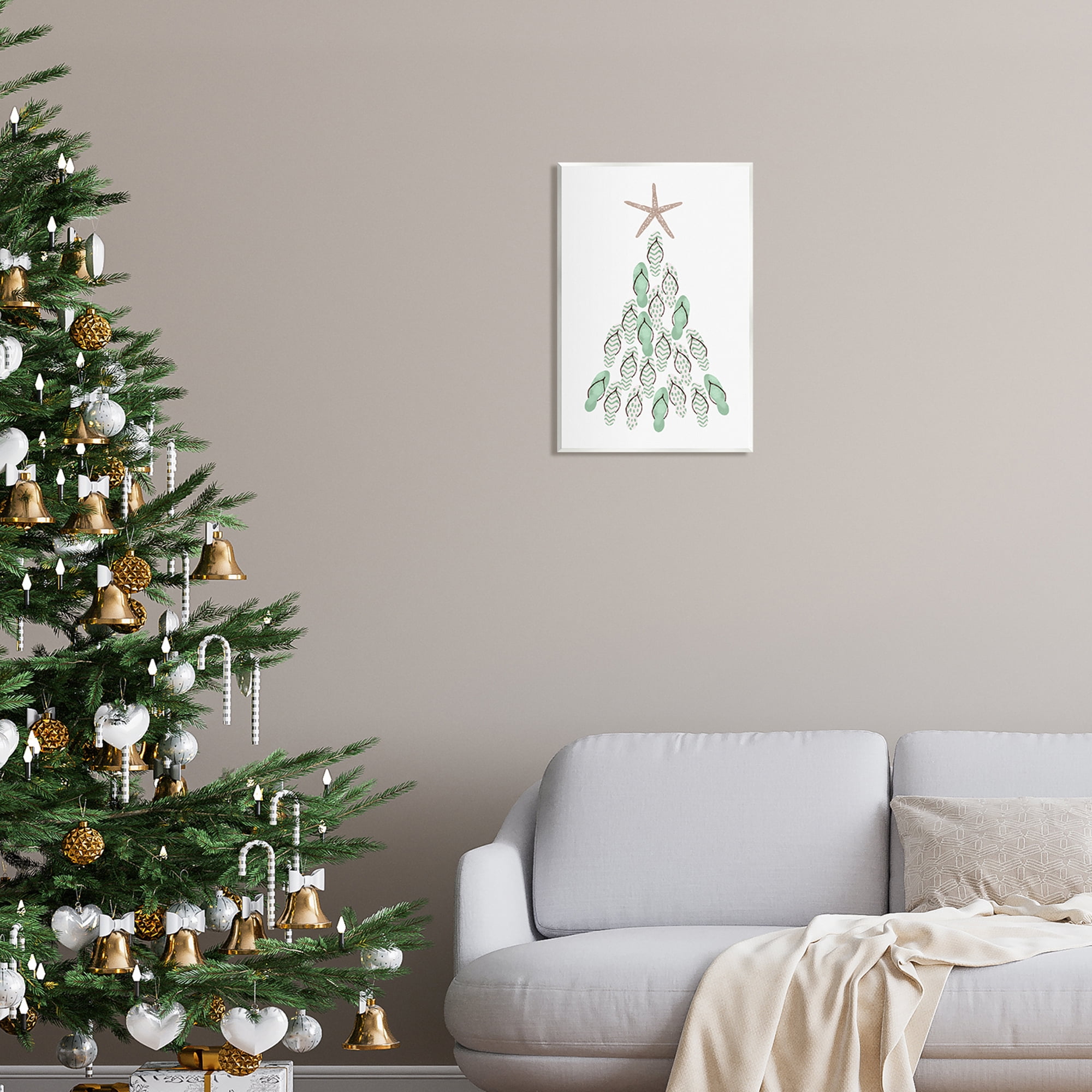 Stupell Industries Flip Flop Beachy Christmas Tree Holiday Painting Unframed Art Print Wall Art