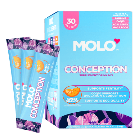 Molo Conception Supplement Drink Mix, Supports Fertility & Egg Quality Support, Sweet Orange, 30 pack