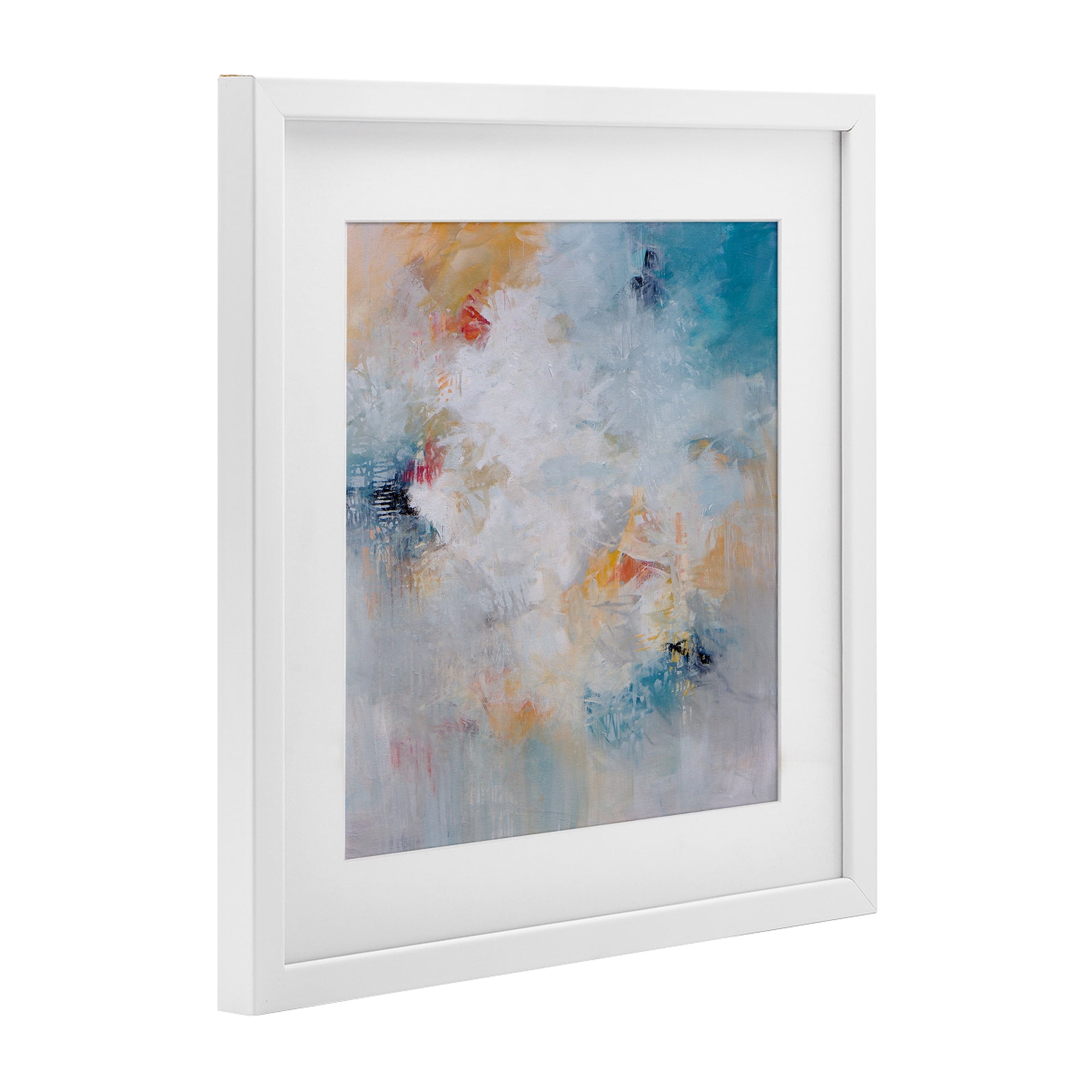 Veiled Dance Abstraction White Framed Print Under Glass, design by Karen Hale