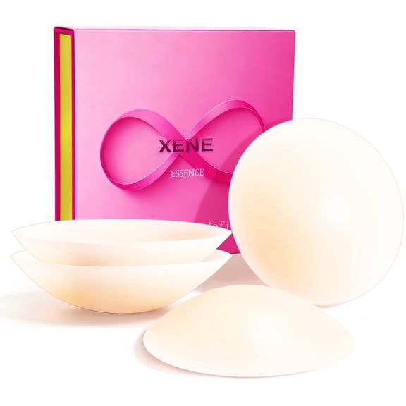 XENE Nipple Covers for Women, Nipple Covers 2 Pairs-Seamless and Sheer Adhesive Silicone Nipple Pasties for Women Reusable, Sticky Breast Petals