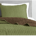 thumbnail image 3 of Evjk 3-Piece Reversible Quilted Bedspread Set – Soft Microfiber, Green and Brown,King, 3 of 3