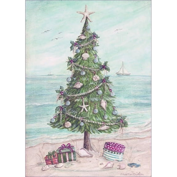 LPG Greetings Beach Tree: Kate McRostie Coastal Christmas Card (1 card/1 envelope)