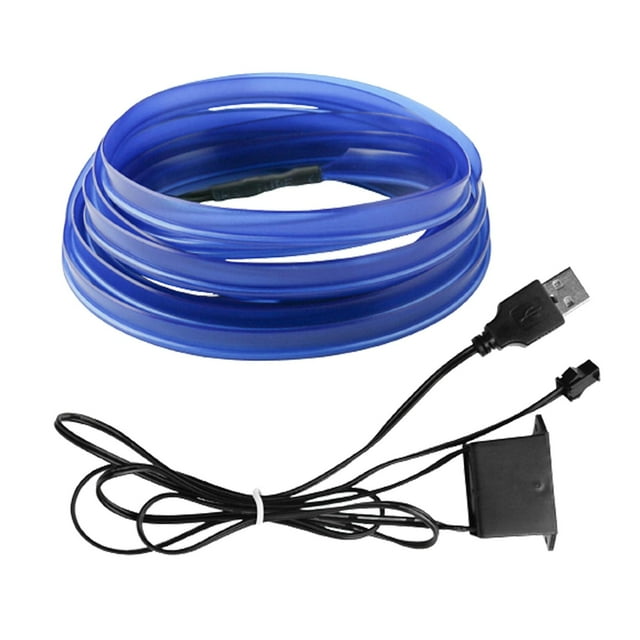 Luces de tira del coche,Tira de luces LED ambientales para el interior del automóvil azul USB,Tira de luces LED para coche,camión,SUV,decoraciones de jardín,Tubo de luz Neno de 3 metros
