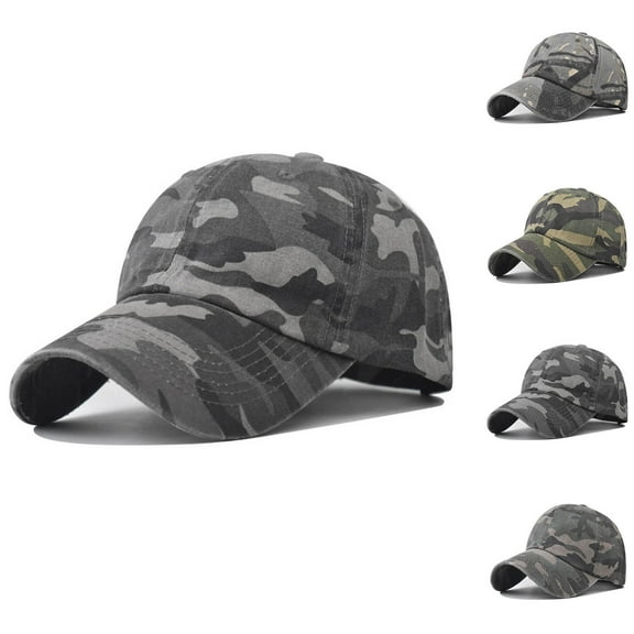 SGFCWSX Men Baseball Style Hat,Camouflage Printed Curved - Bill Adjustable Plain Hat Gray Free Size