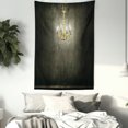 thumbnail image 3 of Grunge Tapestry, Classic Chandelier in a Dark Gothic Wooden Room Vintage Style Room Picture, Wall Hanging for Bedroom Living Room Dorm Decor, 40W X 60L Inches, Grey and Yellow, by Ambesonne, 3 of 5
