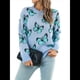 thumbnail image 2 of Suéteres de Punto con Estampado de Mariposas para Mujer, Informales, de Larga y Cuello Redondo Azul S, 2 of 10