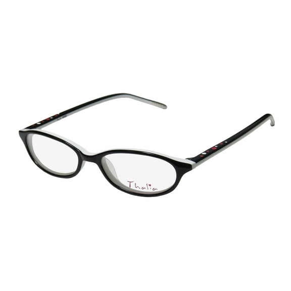 NEW THALIA ANGEL WOMENS/LADIES CAT EYE FULL-RIM BLACK / WHITE COLORFUL GLAMOROUS SLEEK CAT EYE FRAME DEMO LENSES 46-15-133 EYEGLASSES/EYE GLASSES