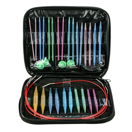 Aluminum Circular Knitting Needles Set, 13 Sizes Interchangeable Knit Needles with Storage Case for Any Crochet Patterns & Yarns (Best Interchangeable Knitting Needles 2019)