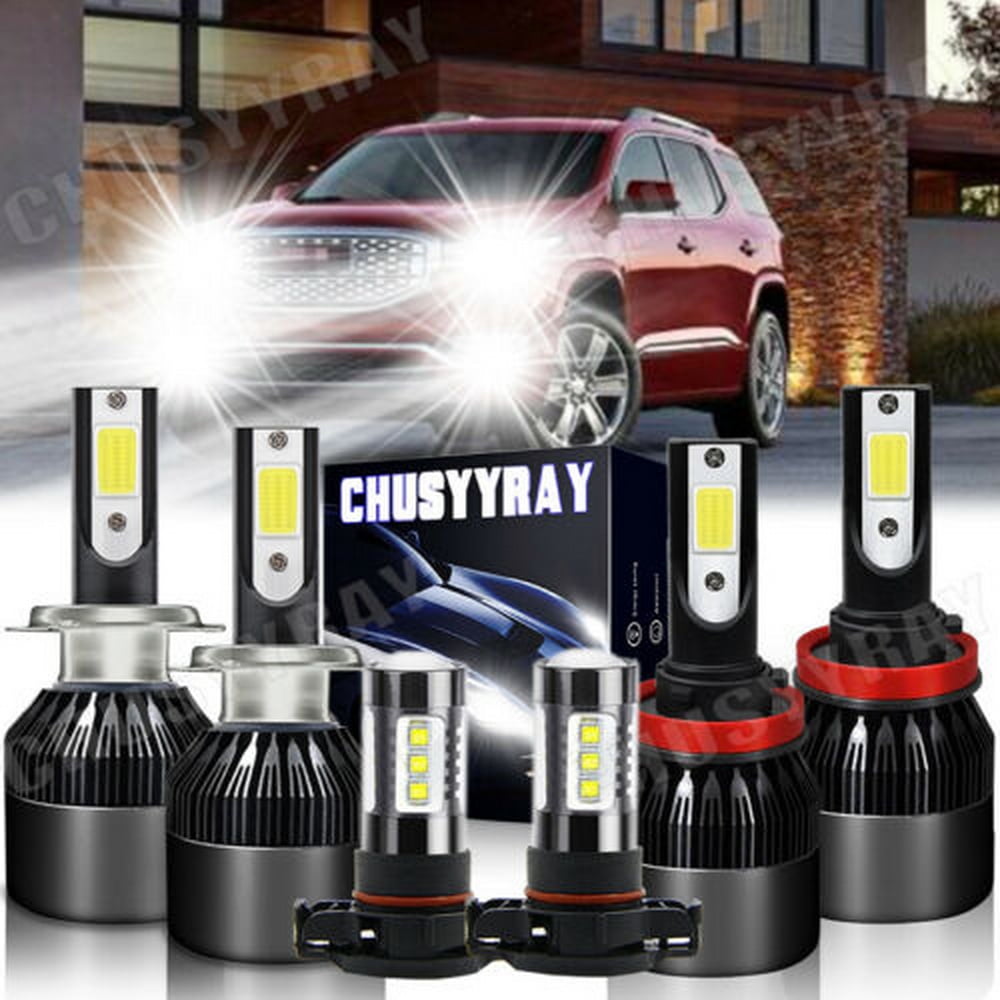 For GMC Acadia 20072011 2012 6X LED Headlight Bulbs High/Low Beam+Fog