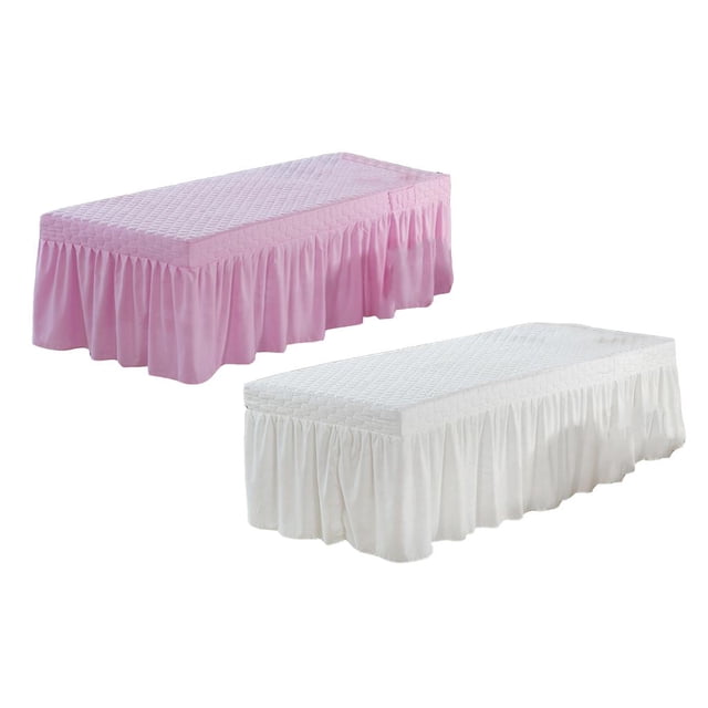 2 uds de de estándar cubierta de sábana de colchón facial con cenefa de caída de 21 pulgadas 73x28 pulgadas blanc Yotijar Hoja de cenefa de mesa de masaje