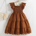 thumbnail image 7 of mgoYE Girls Summer Dresses Tween Short Sleeve Formal Flower Girl Dress Teen Sundress 3-7T(Brown,4-5 Years), 7 of 7