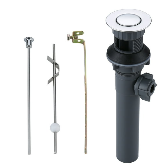 WOWOW Bathroom Sink Drain with Lift Rod Sink Drain with overflow Chrome Pop Up Drain for Vessel Sink