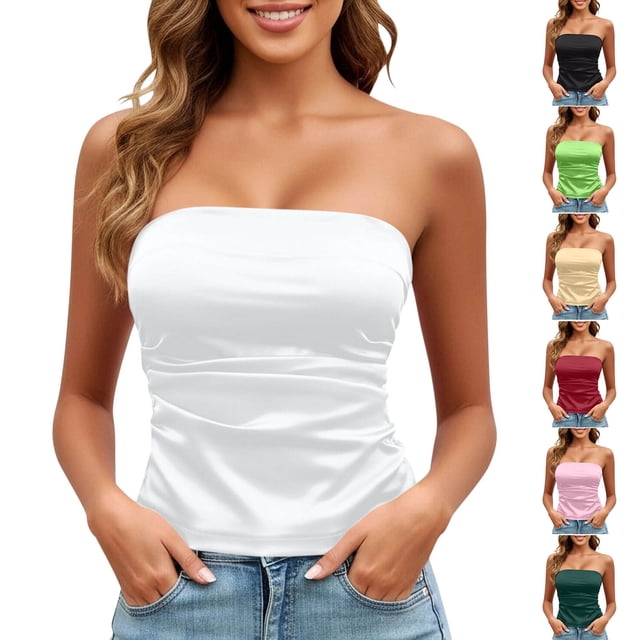 Women's Solid Color Fashionable Trend Chest Hugging Backless Strapless Tops