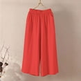 thumbnail image 5 of RPVATI Women's Wide Leg Lounge Capri Pants with Pockets Lightweight High Waisted Loose Trouser Red XL, 5 of 5