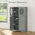 thumbnail image 4 of Giantex Bathroom Floor Storage Cabinet, Freestanding Linen Cabinet w/3 Adjustable Shelves, Grey, 4 of 9