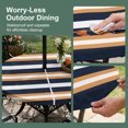 thumbnail image 5 of Round Outdoor Tablecloth with Umbrella Hole and Zipper, Orange Navy Blue Striped Tablecloth with Elastic Waterproof, Minimalist Farmhouse Lines Patio Table Covers for 36" - 44" Picnic Pool Tables, 5 of 9