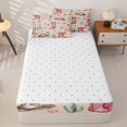thumbnail image 4 of Erosebridal Watercolor Cowgirl Boot Zipper Twin Comforter Sets with Fitted Sheet and 2 Pillowcases,Peach Floral Cactus Zipper Bedding Set For Girls,Reversible,4 Pieces, 4 of 7