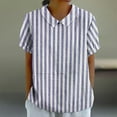 thumbnail image 2 of XuJwPNcy Summer Tops for Women Fashion V Neck Short Sleeve Shirts Casual Baggy Striped Printed Tops, 2 of 5