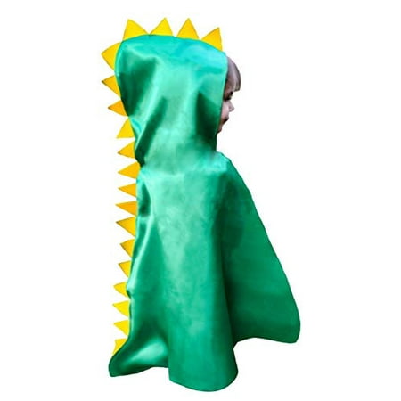 Dinosaur Cape Halloween Costume Hood with Spikes Boy Girl Toddler Gift Green for Imaginative Easy Play