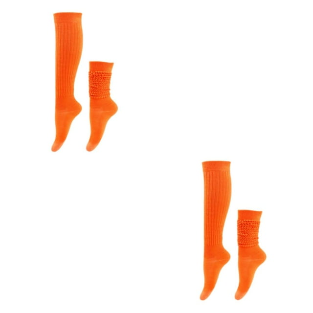 relayinert 2pack/lot Stably Fixed Slouch Socks With No Loose Thread Comfortable To Wear Polyester Polyester Made Breathable Orange 2Set