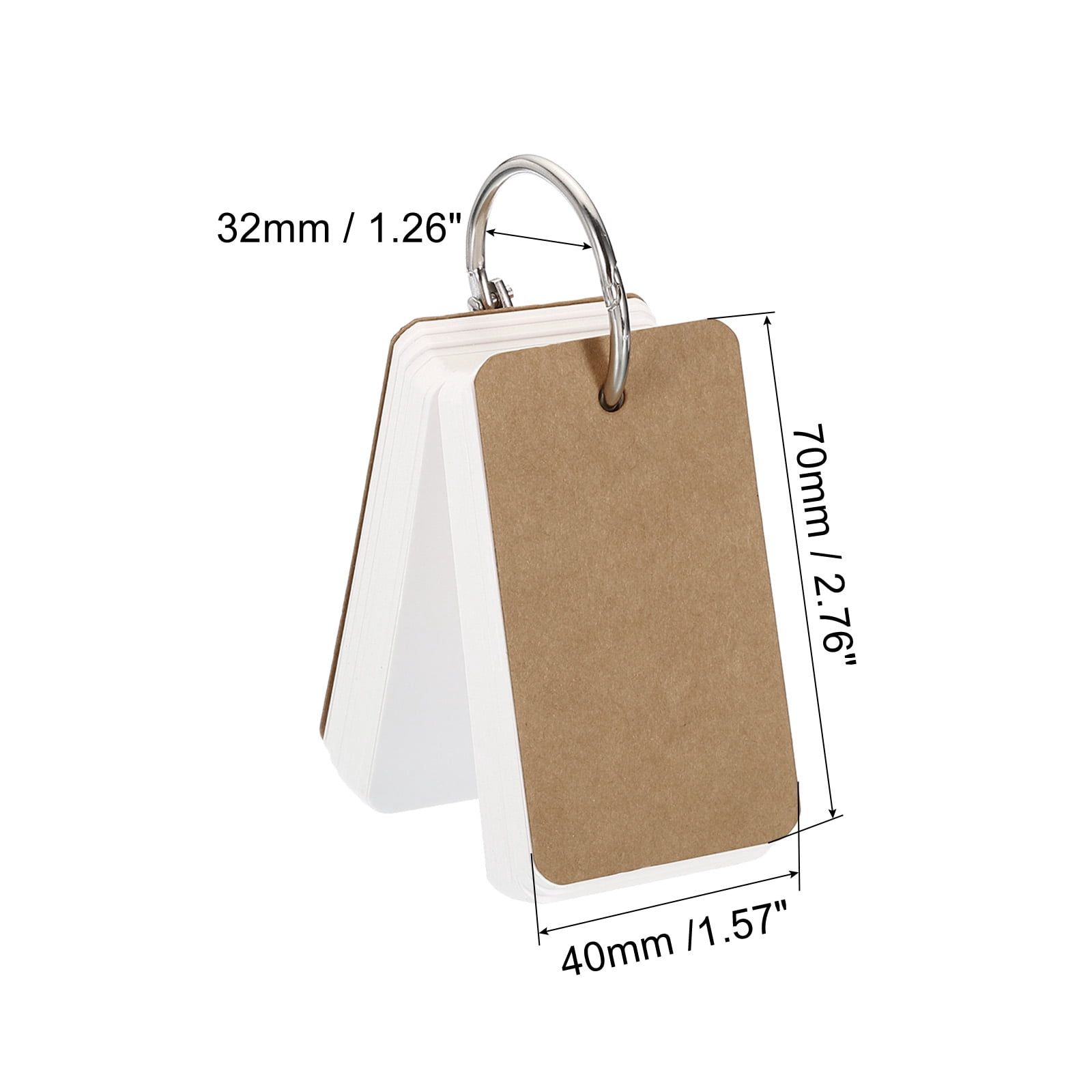 Uxcell 2.8" x 1.5" Blank Flash Cards with Rings Study Cards Index Cards Note Card Hole Punched, White