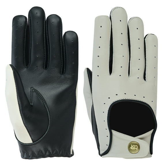 Women Ladies 100% Genuine Lambskin Leather Driving Gloves Chauffeur Full Finger Car Driving Motorcycle Bikers Riding Gloves Bone White-S