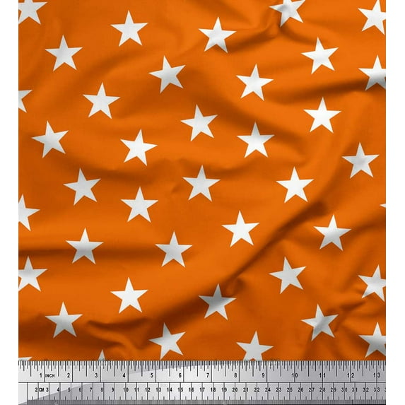 Soimoi Orange Cotton Jersey Fabric Stars Star Print Fabric by Yard 64 Inch Wide