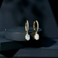 thumbnail image 6 of Rosec Jewels Oval Ethiopian Opal Drop Earrings with Moissanite for Women (6X8 mm, AAA Grade), 18K Yellow Gold, 6 of 9