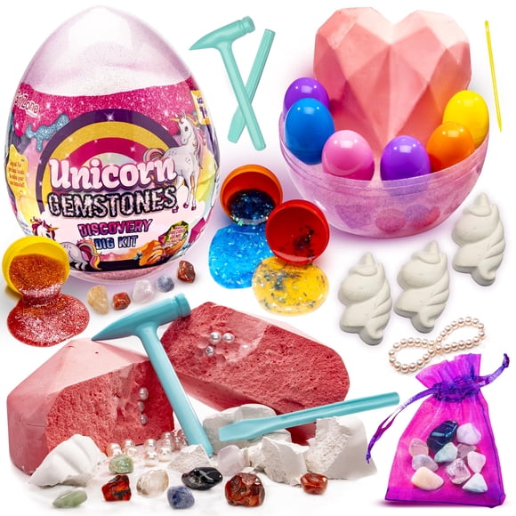 Kit de excavación de gemas de unicornio GirlZone con slime y pulsera