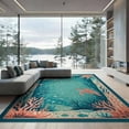 thumbnail image 2 of ODIKA 8'x10' Washable Area Rug Non-Slip Chair-Friendly Mat Sea Turtle Ocean Underwater Tropical Coral Reef Animal Scene for Dining Room, Large Office, Lounge, 2 of 7