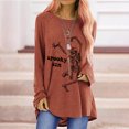 thumbnail image 2 of Mode Femme Décontractée Imprimé Col Rond T-shirt Manches Longues Ample Blouse Pull, 2 of 6
