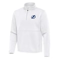 thumbnail image 2 of Men's Antigua White Tampa Bay Lightning Twist Quarter-Zip Pullover Jacket, 2 of 3