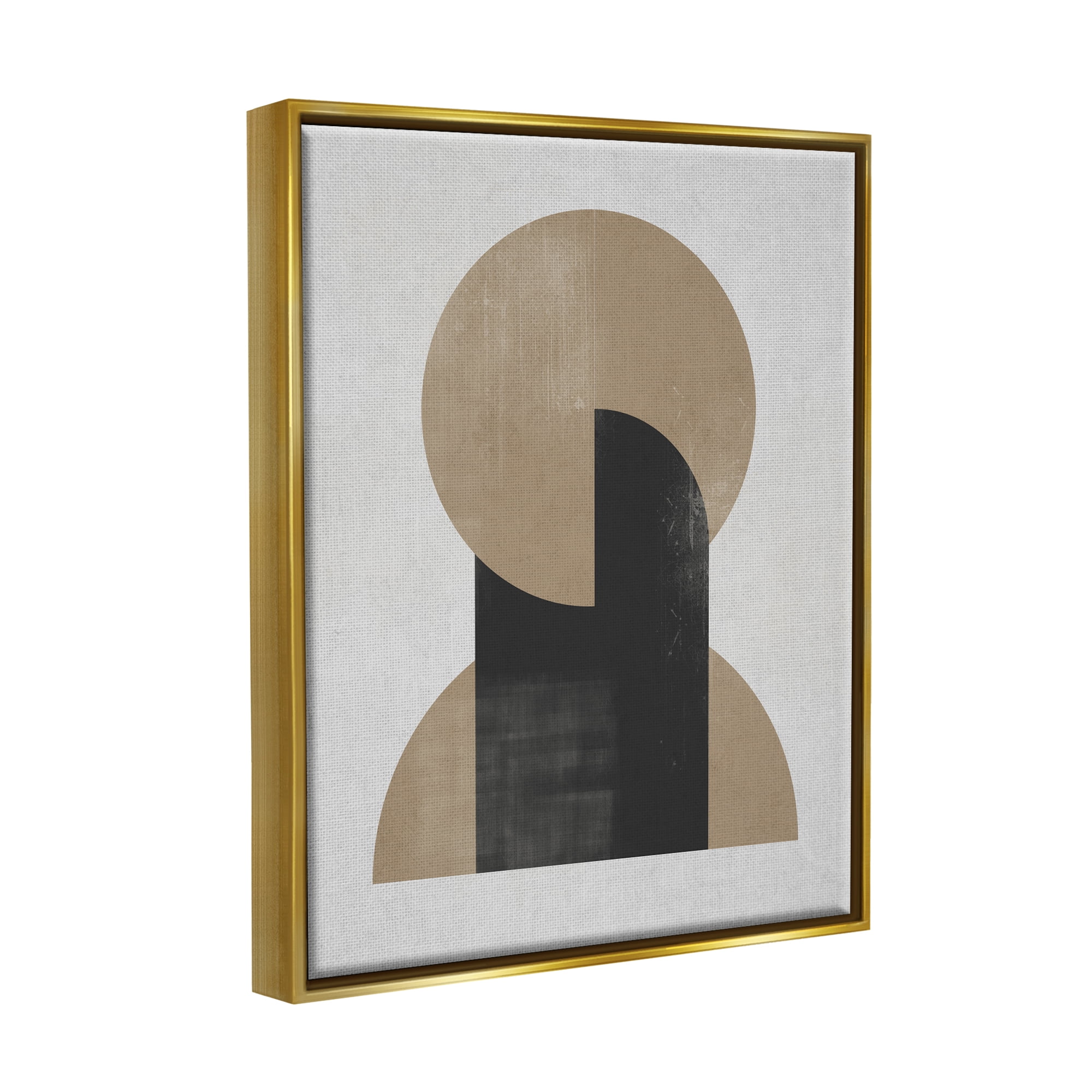 Stupell Industries Modern Intersecting Shapes Abstract Painting Gold Floater Framed Canvas Art Print Wall Art, 17 x 21