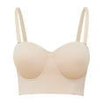thumbnail image 3 of Aayomet Bralettes for Women With Support Bra Longline Multi Way Push Up Bra (Beige, 32), 3 of 5