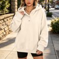 thumbnail image 6 of DISKEBUISS Women's Henley Button Pullover Hoodie Raglan Long Sleeve Fleece Sweatshirt with Pockets Casual Fall Winter Tops, 6 of 6