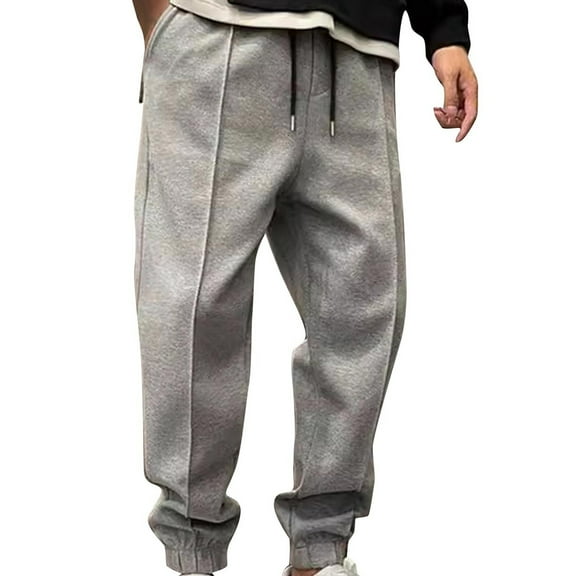 Quinlirra Work Pants For Men Construction Men's Fashion Drawstring Elastic Waist Solid Color Casual Sweat Length Pants