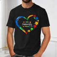 thumbnail image 2 of Autism Awareness Shirt Men: Autism Acceptance T Shirt Autism Support Inspirational Short Sleeve Tee Tops(Black,L), 2 of 4