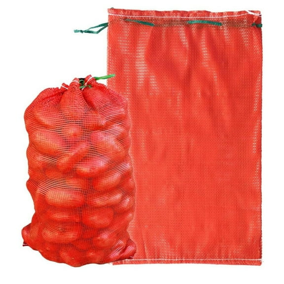 YAZHPA 1 Pack Mesh Onion Bags,Reusable Drawstring Fresh Produce Storage Bags for Onions, Vegetables, Potatoes, Citrus, Crawfish Firewood Red 18.5*10.24inch