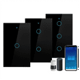 thumbnail image 2 of Tuya US Plug WiFi Smart Wall Switch 3 Gang No Neutral Wire Touch Sensor LED Light Switches Smart Home Black, 2 of 7