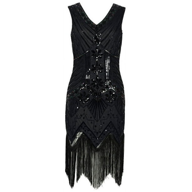 Vestido vintage de mujer de los años 20 para banquete, ligero, de lujo, para cóctel, fiesta, vestido de noche con borlas y lentejuelas