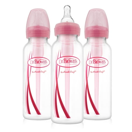 Dr. Brown's Options Baby Bottles, 8 Ounce, Pink Print, 3 Count