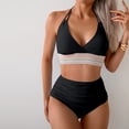 thumbnail image 5 of Women's Bikini Set Solid Color Two Piece Swimsuit with Removable Bra Pads No Underwire for Beach Swimming Vacation,Black,XL, 5 of 7