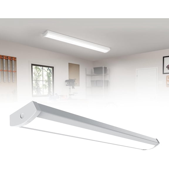 XIULIN 4ft LED Wraparound Light 60W,6600LM 4' LED Shop Lights Fixture with 3 Wattages for Garage,4000K Neutral White Wrap Light AC120V,ETL Listed 48inch Led Light Fixtures for OXIULINice, Kitchen