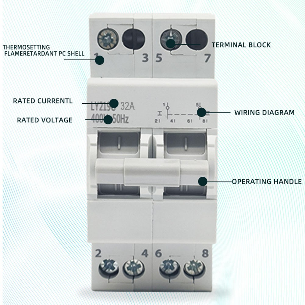 2P 32A 400V Dual Power Manual Transfer Isolation Switch Latching Circuit Breaker