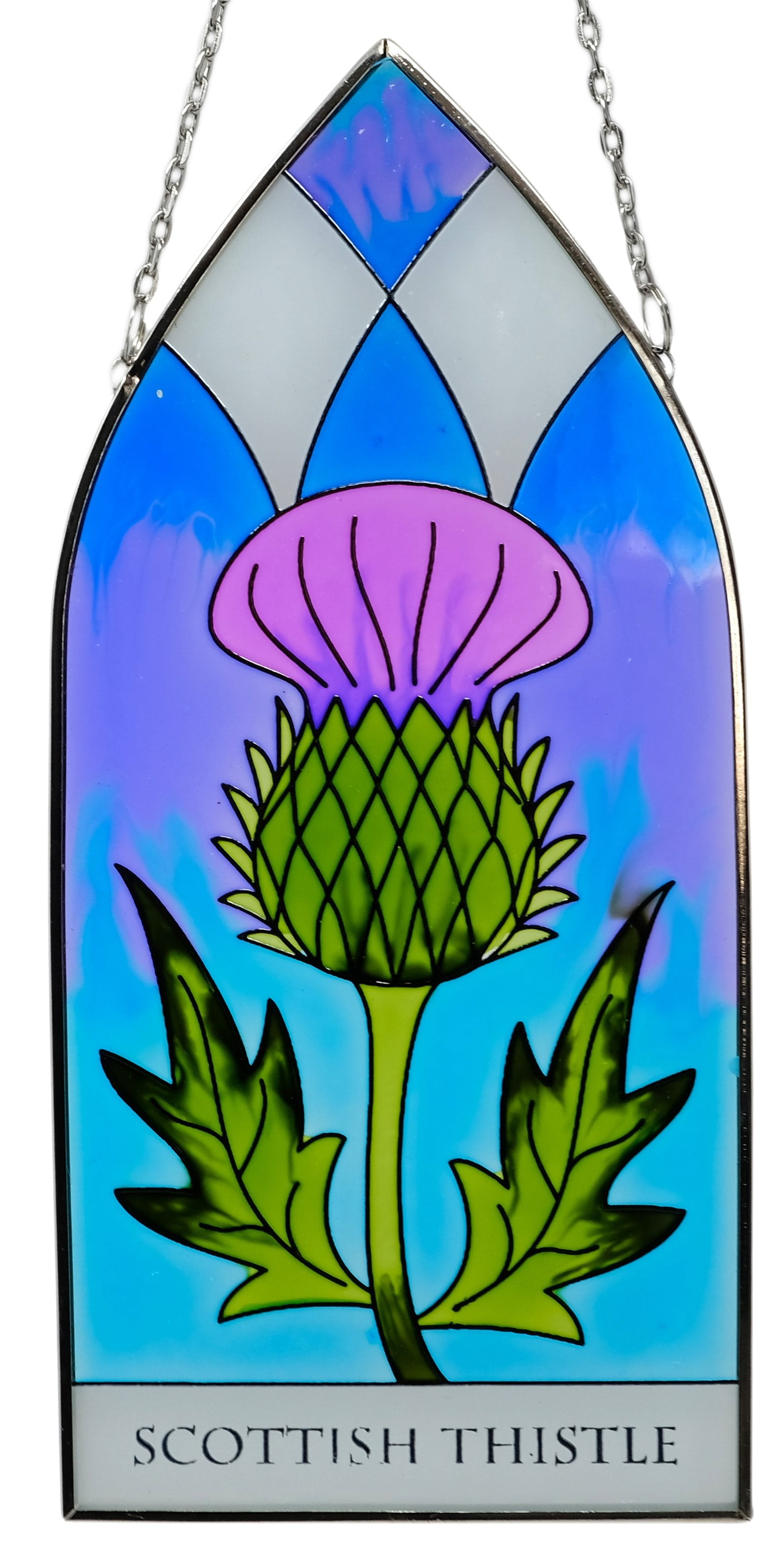 Scottish Thistle Gothic Stained Glass Panel Suncatcher