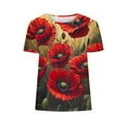 thumbnail image 4 of Hvot&aat Women Fashion Summer 3D Floral Printed T-Shirt Loose Round Neck Short Sleeve Pullover Comfort Regular Fit Blouses, 4 of 4