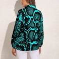 thumbnail image 3 of Blue Snake pattern Blouse Long-Sleeve Python Print Vintage Blouses Female Classic Oversize Shirt Graphic Tops Birthday Gift, 3 of 7